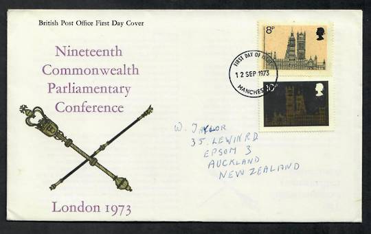 GREAT BRITAIN 1975 Commonwealth Partiamentary Conference. Set of 2 on first day cover. - 530338 - FDC