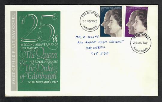 GREAT BRITAIN 1972 Royal Silver Wedding. Set of 2 on first day cover. - 530339 - FDC