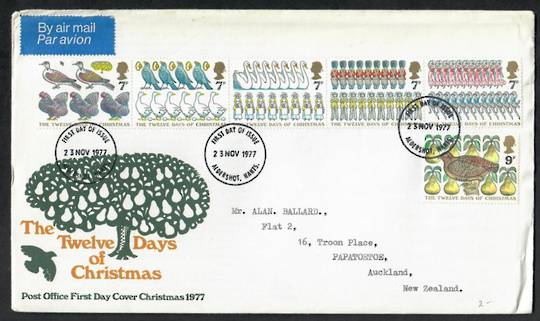 GREAT BRITAIN 1977 Christmas. Set of 6 on first day cover. - 530387 - FDC