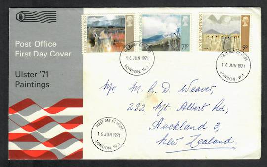 GREAT BRITAIN 1971 Ulster '71 Paintings. Set of 3 on first day cover. - 530400 - FDC