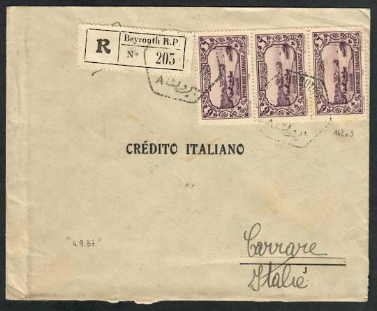 LEBANON 1937 Registered Letter from Banque de Syrie et du Grand Liban Beyrouth to Italy. - 530480 - PostalHist