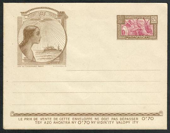 MADAGASCAR 1930 Postal Stationery 65fr Mauve and Brown. Unused. - 530485 - PostalHist
