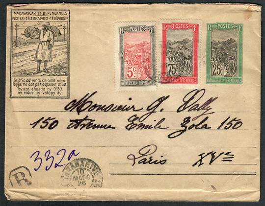 MADAGASCAR 1926 Registered Letter from Tananarive to Paris. - 530489 - PostalHist