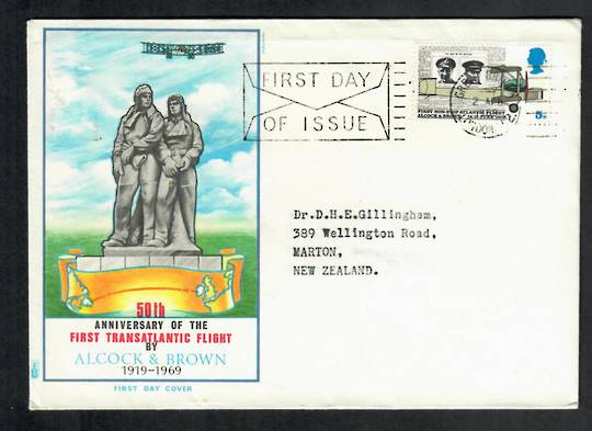 GREAT BRITAIN 1969 50th Anniversary of the First Trans Atlantic Flight by Alcock and Brown on first day cover. - 531048 - Postal