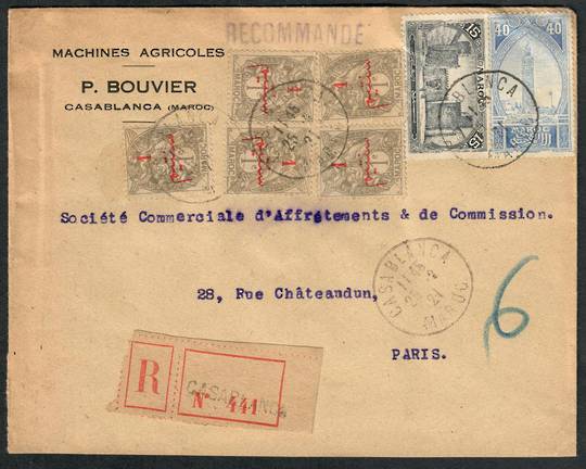 FRENCH MOROCCO 1921 Registered Letter from Casablanca to Paris. - 531253 - PostalHist