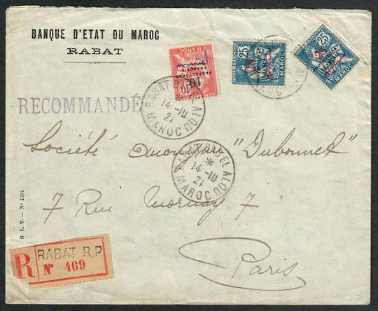 FRENCH MOROCCO 1921 Registered Letter from Rabat to Paris. - 531254 - PostalHist
