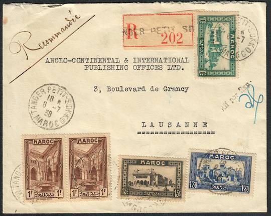 FRENCH MOROCCO 1938 Registered Letter from Tanger to Lausanne. - 531259 - PostalHist