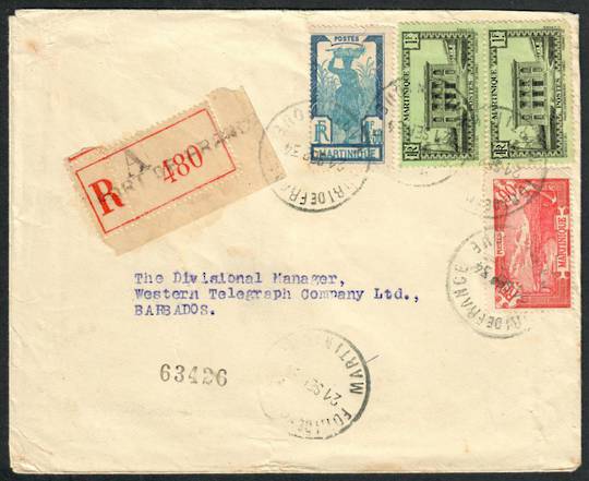 MARTINIQUE 1934 Registered Letter from Fort de France to Barbados. - 531274 - PostalHist