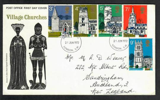 GREAT BRITAIN 1972 Village Churches. Set of 5 on first day cover. - 531702 - FDC