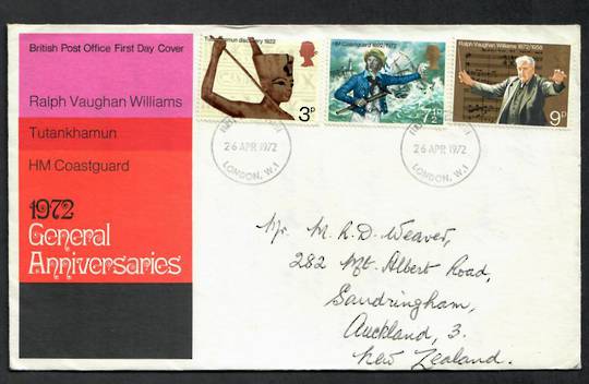 GREAT BRITAIN 1972 Anniversaries. Set of 3 on first day cover. - 531703 - FDC