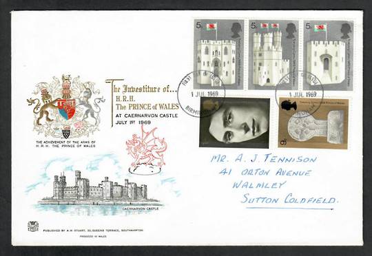 GREAT BRITAIN 1969 Investiture of the Prince of Wales. Set of 5 on first day cover. - 531708 - FDC