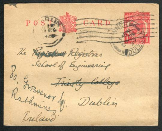 GREAT BRITAIN 1929 Postcard from Middlesex to Trinity College Dublin. Redirected. - 531867 - PostalHist