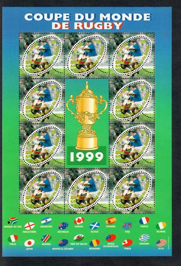 FRANCE 1999 World Cup Rugby. Sheetlet of 10 plus label. - 53251 - UHM