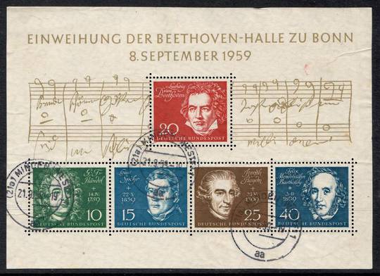 GERMANY 1959 Beethoven Hall Bonn. Miniature sheet. - 53798 - FU