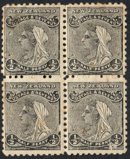 NEW ZEALAND 1882 Victoria 1st Definitive ½d Black. Block of 4. Nice multiple. - 54305 - MNG