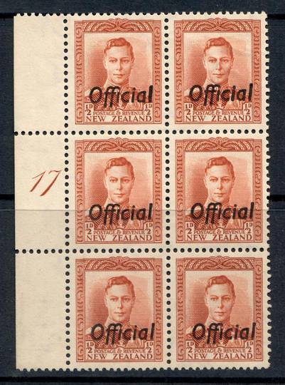 NEW ZEALAND 1938 Geo 6th Official ½d Chesnut. Plate 17. - 54370 - UHM