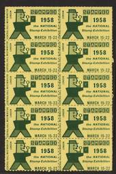 GREAT BRITAIN 1958 Stampex Manchester Labels Yellow and Green. Block of 10. - 55617 - Cinderellas