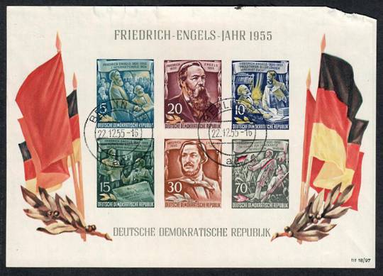 EAST GERMANY 1955 135th Anniversary of the Birth of Engels. Miniature sheet. Damage at top but presentable. - 55842 - FU