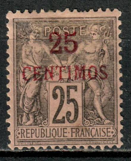 FRENCH Post Offices in MOROCCO 1891 Definitive 25c on 25c Black on rose. - 559 - LHM
