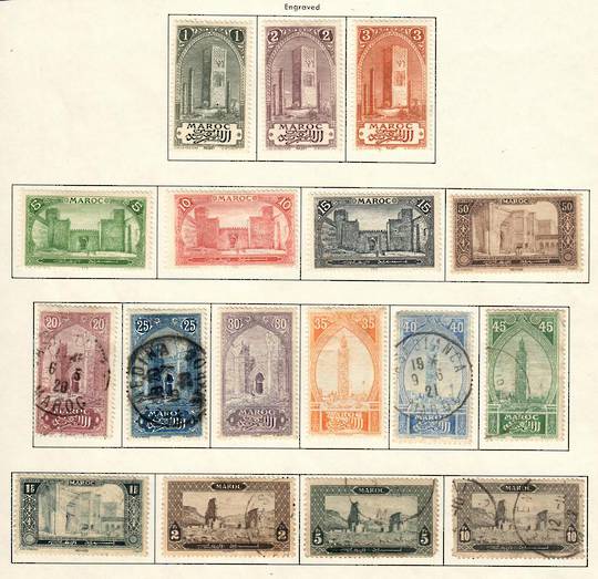 FRENCH MOROCCO 1917 Definitives. Set of 17. Effectively the set to the 2fr which is very fine used (as is the 45c).. The lower v