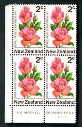 NEW ZEALAND 1971 Roses 2c. Plate Block 11111. - 56322 - UHM