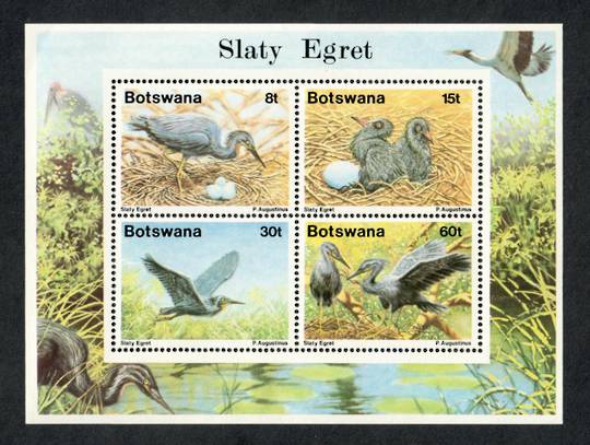 BOTSWANA 1989 Slaty Egret. Set of 4 and miniature sheet. - 56709 - UHM