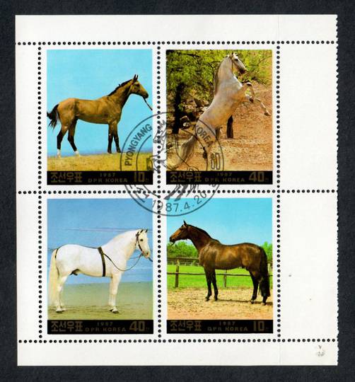 NORTH KOREA 1987 Horses. Sheetlet of 4. - 56714 - CTO