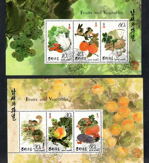 NORTH KOREA 1993 Fruit and Vegetables. Set of 6 in sheetlets of 3. - 56719 - CTO