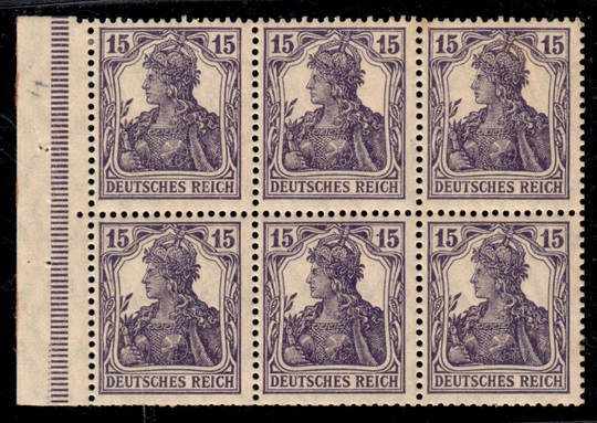 GERMANY 1916 Definitive 15pf Slate-Violet. Booklet Pane from SB 8. - 56746 - UHM