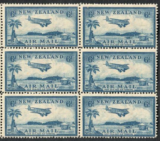NEW ZEALAND 1935 Airmail 6d Blue. Block of 6.                             OR available as a block of 12 with 57816. - 57817 - UH