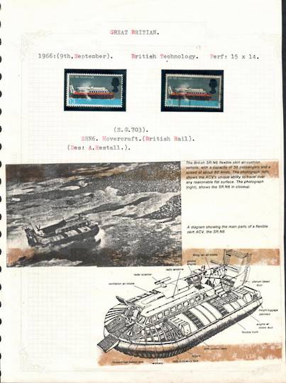 GREAT BRITAIN 1966 Hovercraft. Page from a collection of railway material. - 58402 - Collection