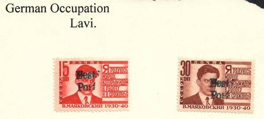 GERMAN OCCUPATION OF ESTONIA 1941 Russian Definitives overprinted for Lavi. Set of 2. Not listed by SG. Scarce. - 58821 - Mint