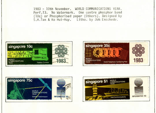 SINGAPORE 1983 World Communications Year. Set of 4. - 59608 - VFU