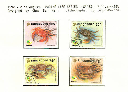SINGAPORE 1992 Crabs. Set of 4. - 59615 - VFU