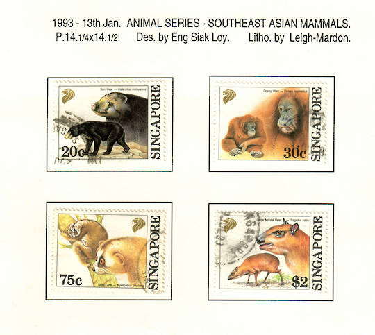 SINGAPORE 1993 Mammals. Set of 4. - 59617 - VFU