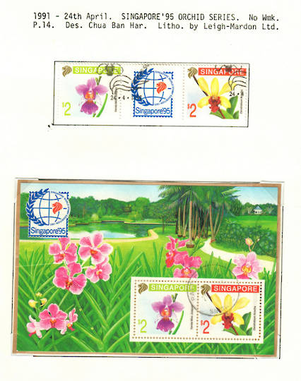 SINGAPORE 1993 Singapore '95 International Stamp Exhibition. First series. Set of 2 and miniature sheet. - 59619 - VFU
