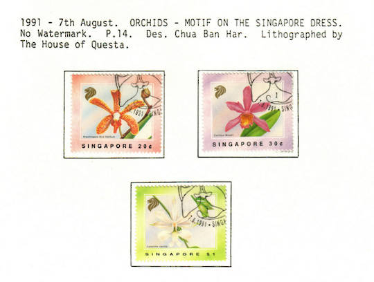 SINGAPORE 1991 Orchid Dress Motifs. Set of 3. - 59621 - VFU