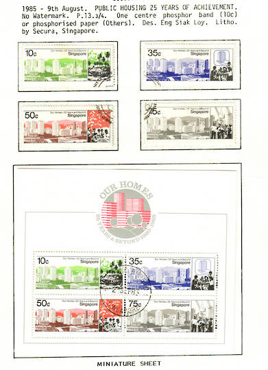 SINGAPORE 1985 25th Anniversary of the Housing and Development Board. Set of 4 and miniature sheet. - 59642 - VFU