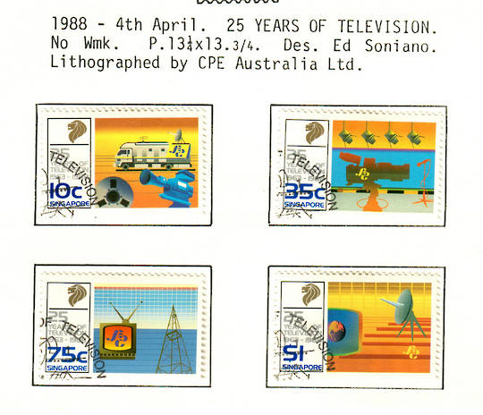 SINGAPORE 1988 25th Anniversary of Television in Singapore. Set of 4. - 59660 - VFU