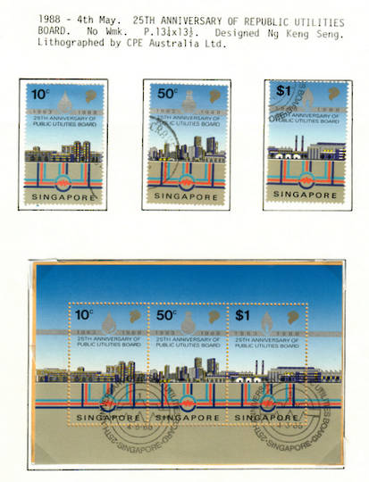 SINGAPORE 1988 25th Anniversary of the Public Utilities Board. Set of 4 and miniature sheet. - 59663 - VFU