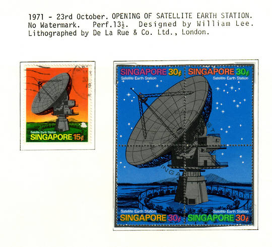 SINGAPORE 1971 Opening of the Satellite Earth Station. Set of 5 including the block of 4. - 59664 - VFU