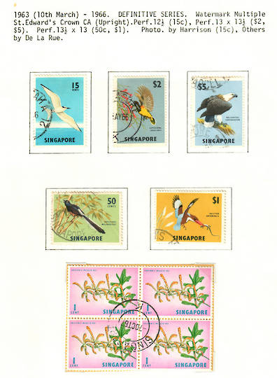 SINGAPORE 1962 Definitive 1c Multicoloured. Block of 4 with variety Leaf Flaw. - 59673 - VFU