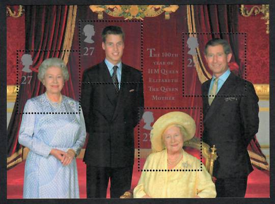 GREAT BRITAIN 2000 Queen Elizabeth the Queen Mother's 100th Birthday. Miniature sheet. - 59967 - UHM