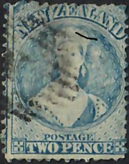 NEW ZEALAND 1862 Full Face Queen 2d Pale Blue. Postmark impinges on face but acceptable. Advanced plate wear. - 60003 - Used
