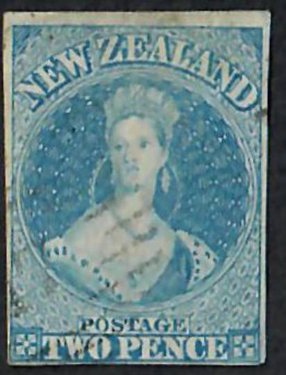 NEW ZEALAND 1855 Full Face Queen 2d Blue Imperf. No Watermark.4 margins. - 60009 - VFU