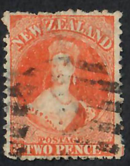 NEW ZEALAND 1862 Full Face Queen 2d Orange. Perf 12½. Postmark mainly frames the queen. - 60033 - Used