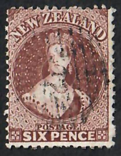 NEW ZEALAND 1862 Full Face Queen 6d Deep Red-Brown. Perf 12½. Light postmark. - 60050 - FU