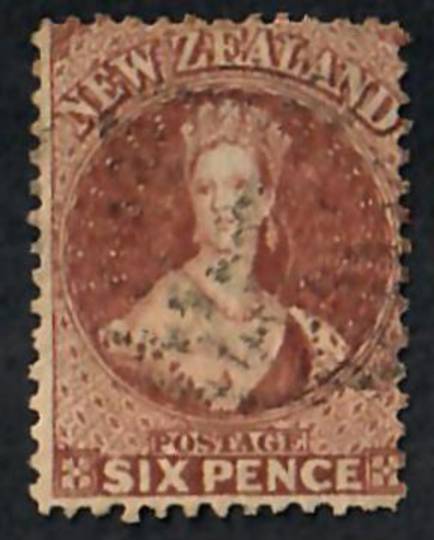 NEW ZEALAND 1862 Full Face Queen 6d Brown. Perf 12½. Very light postmark. Brownish. - 60052 - FU
