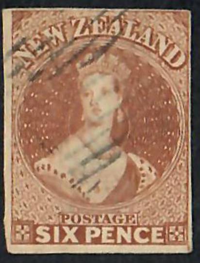 NEW ZEALAND 1855 Full Face Queen 6d Brown Imperf. No Watermark. - 60058 - VFU