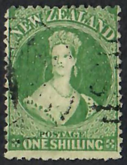 NEW ZEALAND 1862 Full Face Queen 1/- Green. Perf 13. - 60076 - VFU